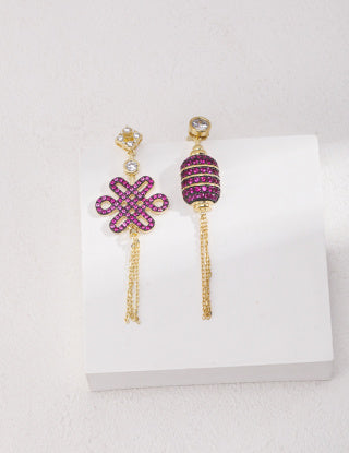 Chinese knot New Year greeting earrings