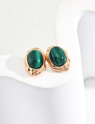 Natural malachite earrings and stud earrings