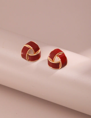 Chinese Red Drip Glaze series Red glazed earrings