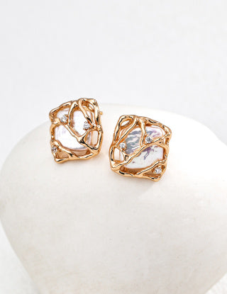 S925 Silver Fashion Natural Pearl Zircon earrings