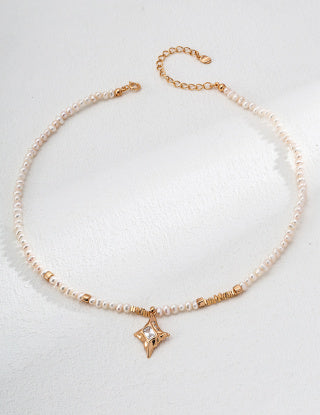 S925 Silver natural Pearl Zircon pendant necklace