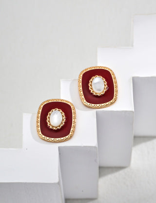 S925 Silver simple glazed shell earrings