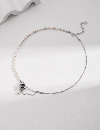 Pure silver pearl agate necklace
