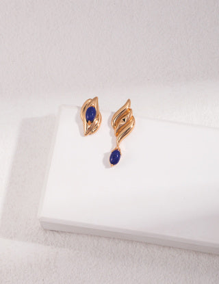 Natural lapis lazuli inlaid Vintage series Sterling silver earrings