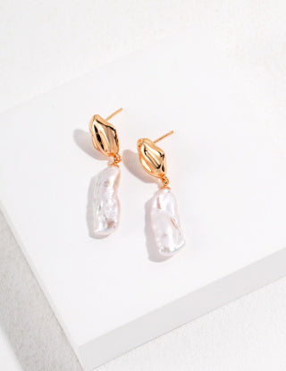 Pure silver Baroque pearl earrings