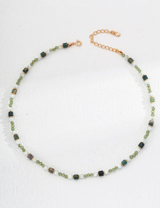Pure silver agate necklace