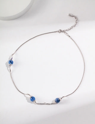 Pure silver runny agate necklace