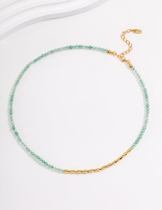 Pure silver green strawberry crystal necklace