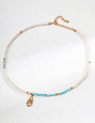 S925 Silver Fashion Natural Pearl Blue Mother-of-Pearl Zircon Necklace