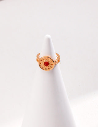 Pure silver red agate ring