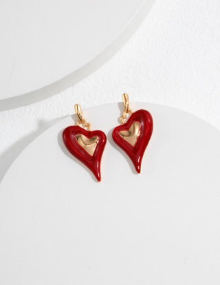 Drip Glaze Heart Design Series Sterling silver earrings
