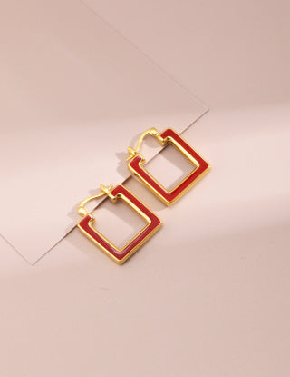 Chinese red drip glaze earrings