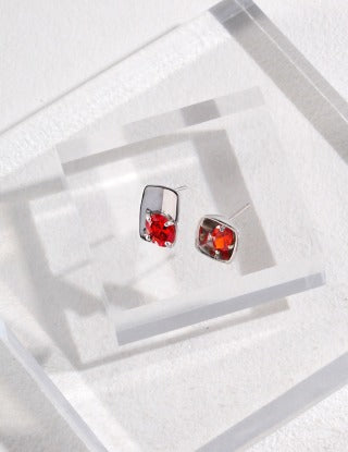Folding design series Sterling silver earrings