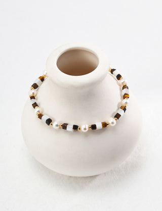 Pure silver tiger's eye stone bracelet