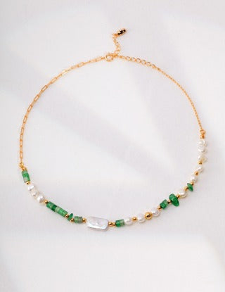 Pure silver pearl necklace