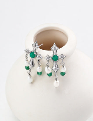 Pure silver pearl earrings