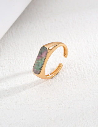 S925 silver simple black shell ring