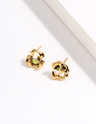 Pure silver zircon earrings