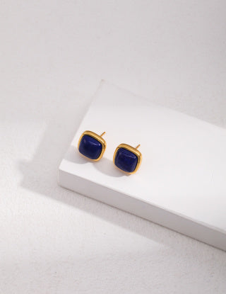 Pure silver natural lapis lazuli earrings