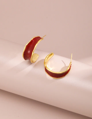 Chinese red drip glaze earrings