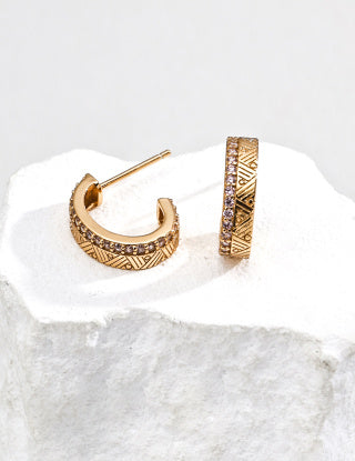 S925 silver retro design zirconia earrings