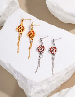 Pure Silver Prosperity AB style asymmetrical earrings