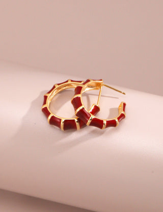 Chinese red drip glaze earrings