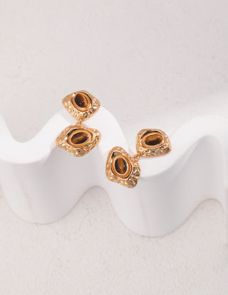 Pure silver tiger's eye earrings