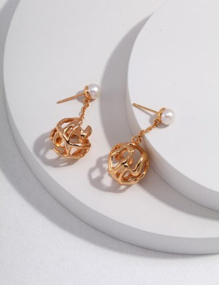 Pure silver pearl earrings