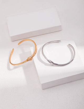 Pure silver simple plain silver bracelet