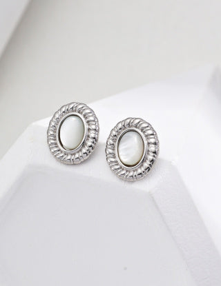 S925 silver simple shell earrings and stud earrings
