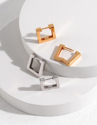 Sterling silver cube-designed ear buckles