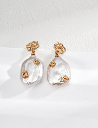 S925 silver retro natural pearl Zircon earrings