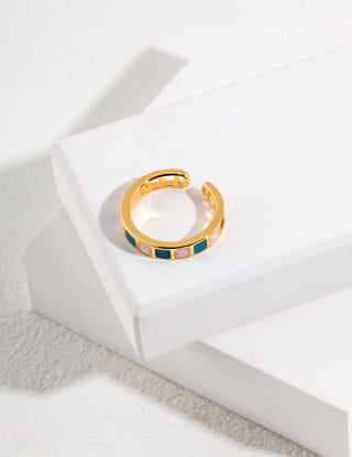 Morandi square drip glaze ring