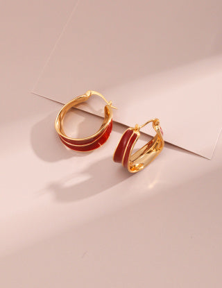 Chinese Red Drip Glaze series Red glazed earrings