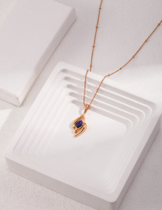 Natural Lapis lazuli Inlaid Vintage Series Sterling silver necklace (adjustable length)