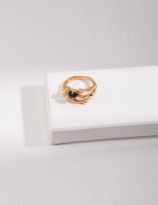Pure silver agate ring