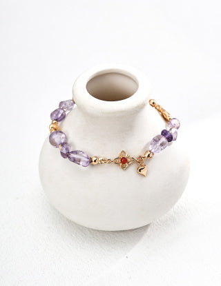 S925 Silver simple and fresh amethyst red agate bracelet
