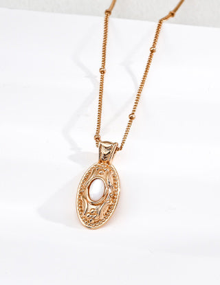 S925 Silver retro Design Mother-of-Pearl necklace and pedant set