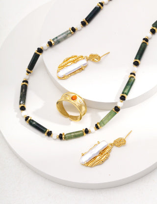 Pure silver agate necklace