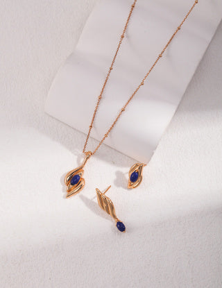 Natural lapis lazuli inlaid Vintage series Sterling silver earrings