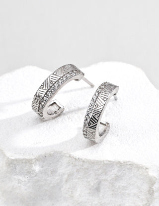 S925 silver retro design zirconia earrings