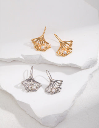 Ginkgo leaf design series Sterling silver earrings