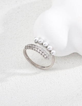 S925 silver design imitation pearl ring