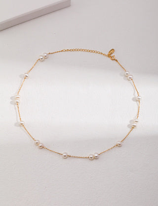 Pure silver pearl necklace