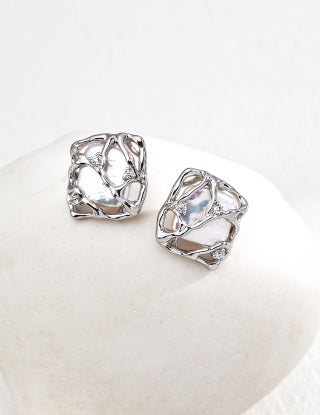 S925 Silver Fashion Natural Pearl Zircon earrings