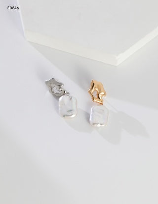 Pure silver Baroque pearl earrings