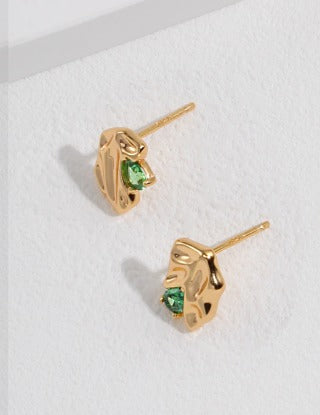 Pure silver zircon earrings