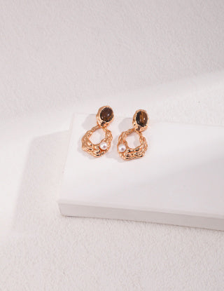 Pure silver tiger's eye earrings