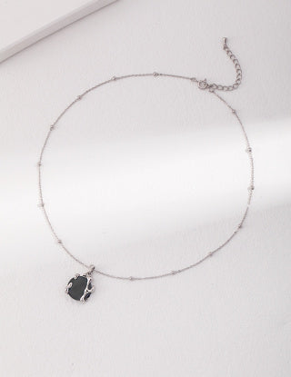 Pure silver agate necklace